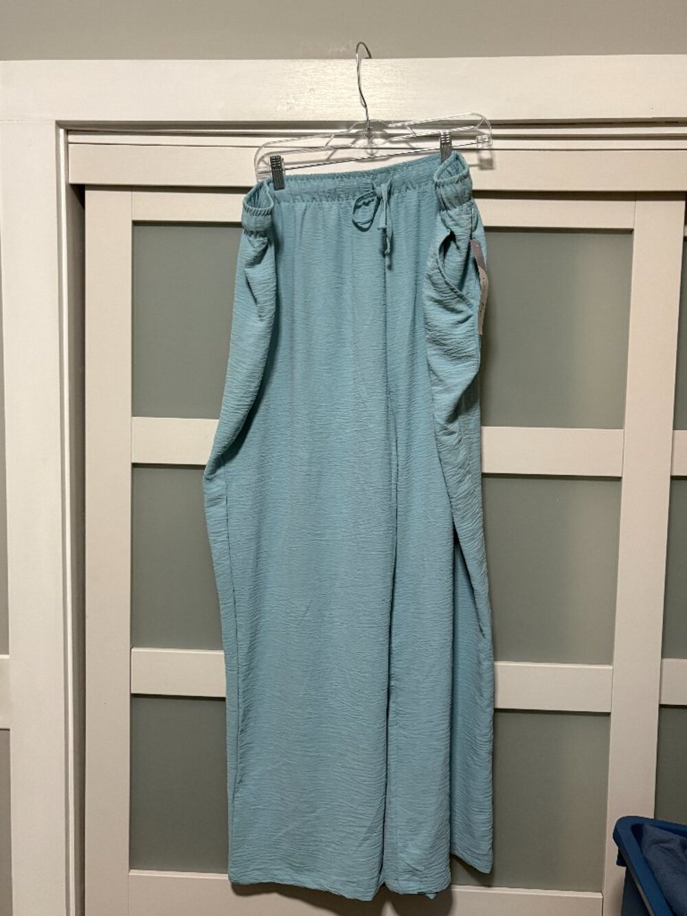 Just Be Forget Me Knot Drawstring Women's Guaze Flowy Pants sz 3X Light Blue NWT - Picture 2 of 3